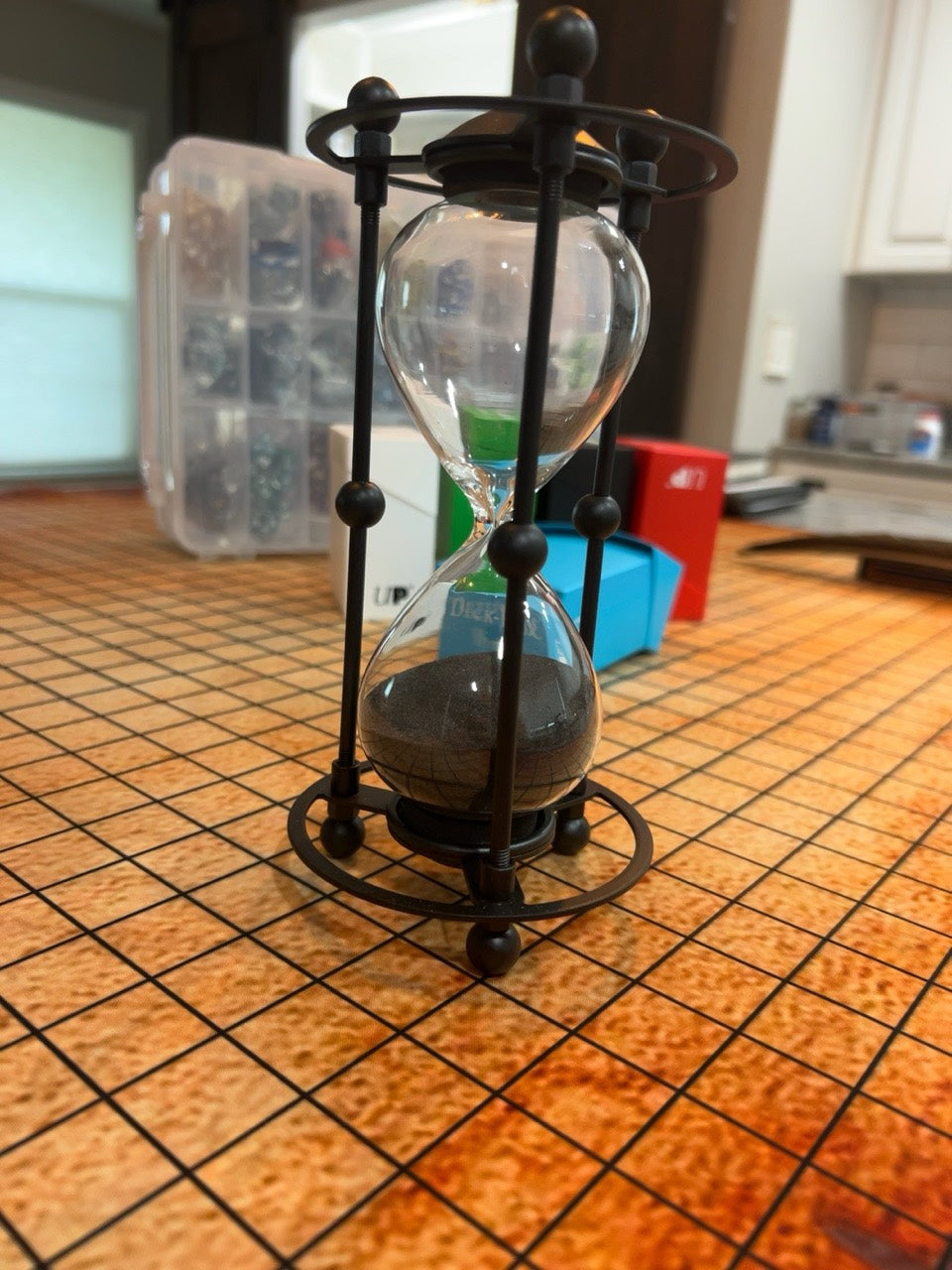 Gothic Black Metal Hourglass with Black Sand