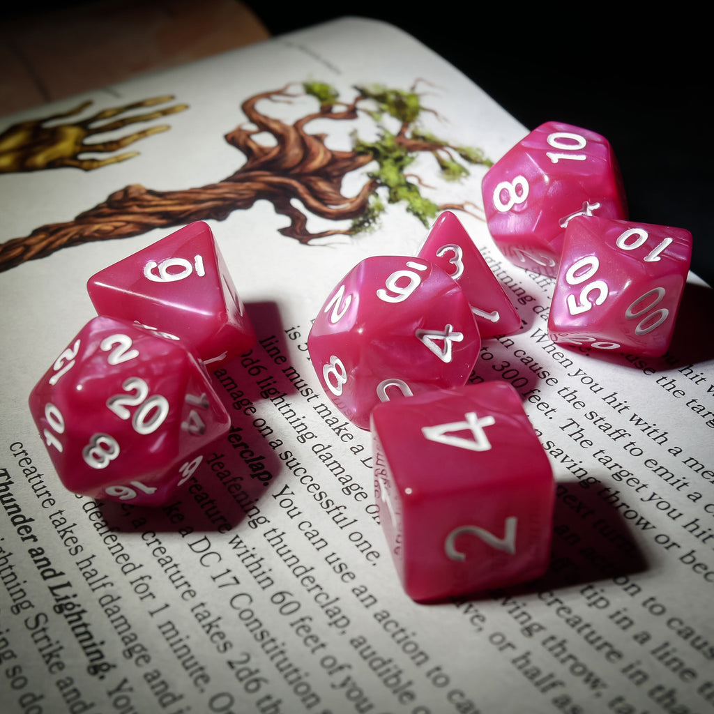 Rose Garden - 7 Piece DnD Dice Set | Acrylic RPG Gaming Dice
