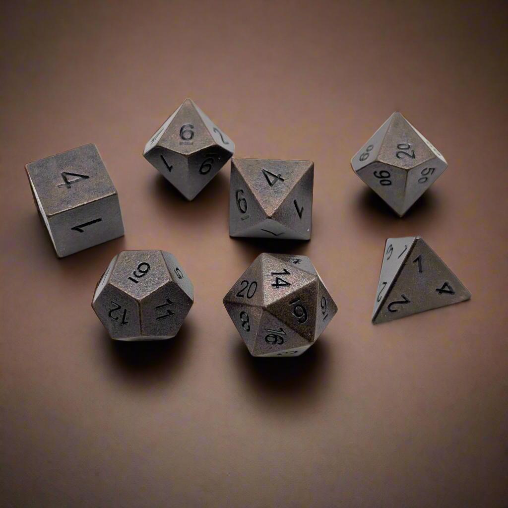 Copper Ore - 7 Piece DnD Dice Set | Metal RPG Gaming Dice