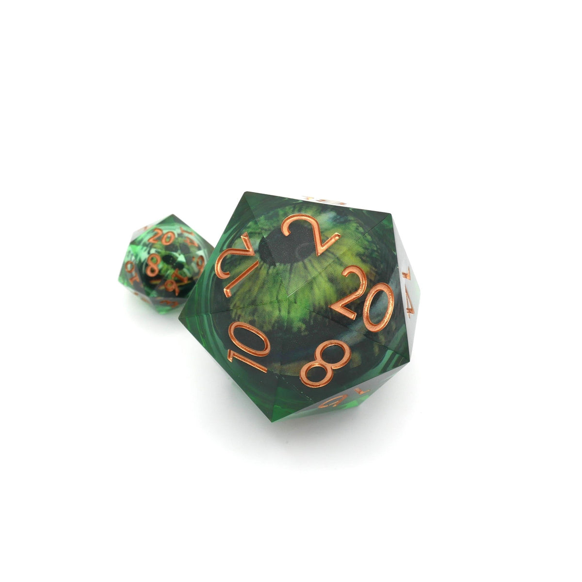 Green Slaadi's Eye - Giant D20 Moving Eye DnD Dice | Acrylic RPG Gaming Dice